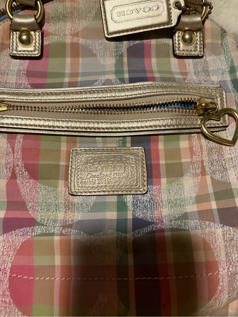 Coach Poppy Plaid Multicolor Bag with Gold Accents - Picture 3 of 9